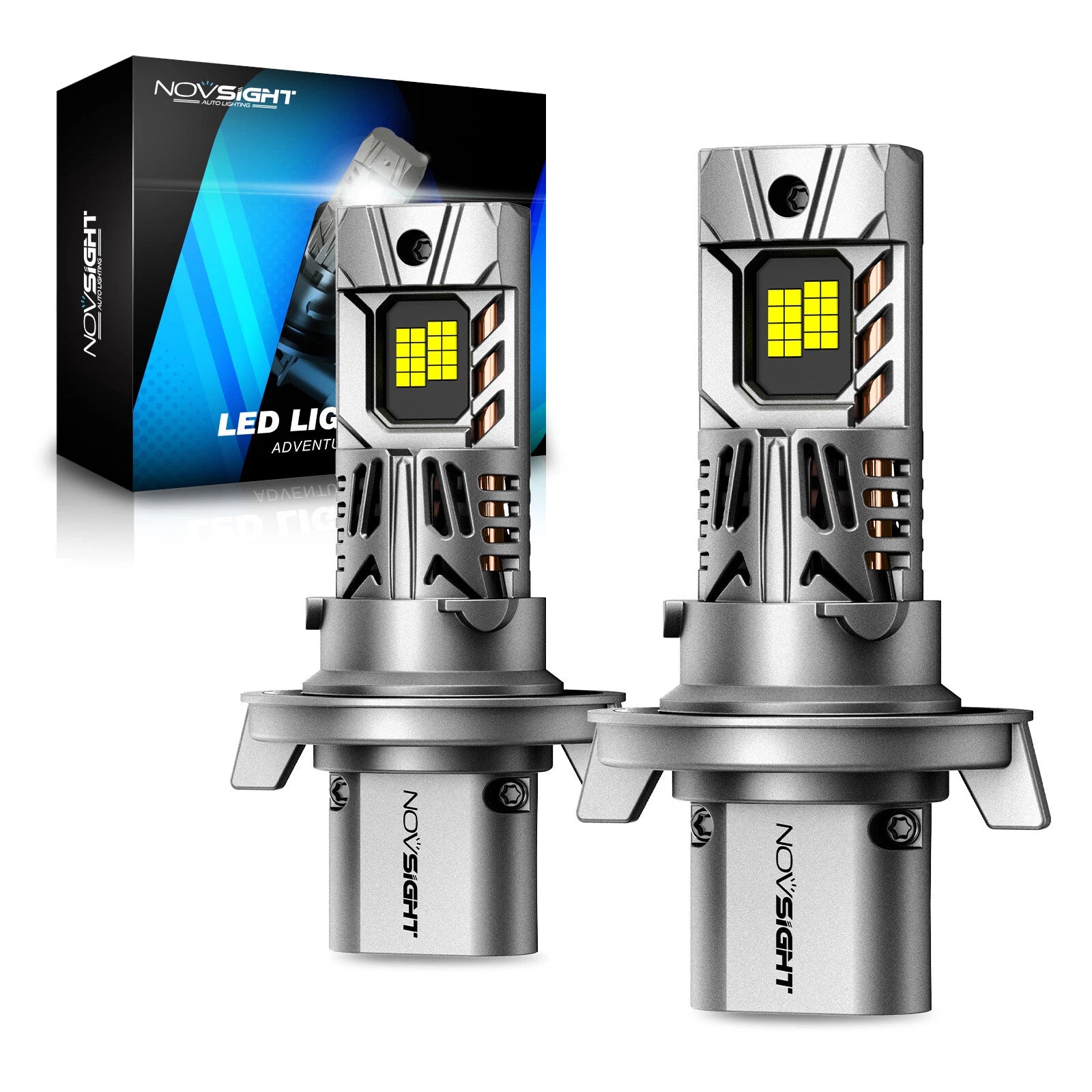 Pair H13 9008 LED Headlight Bulbs for NOVSIGHT (2000–2023)
