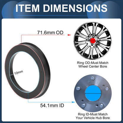Set of 4 Wheel Hub Centric Rings for Universal Fit (71.6mm to 54.1mm)