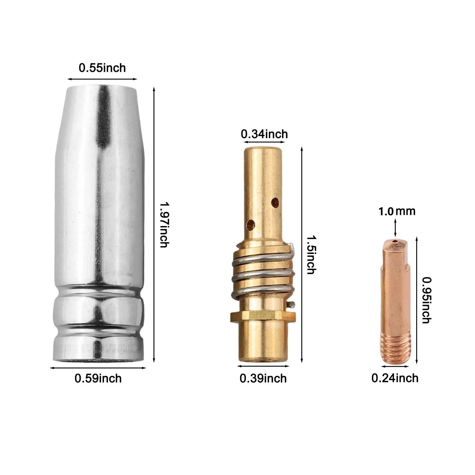 13PCS MIG Welding Kit with 10mm Copper Tips, Gas Nozzle, Gas Diffuser