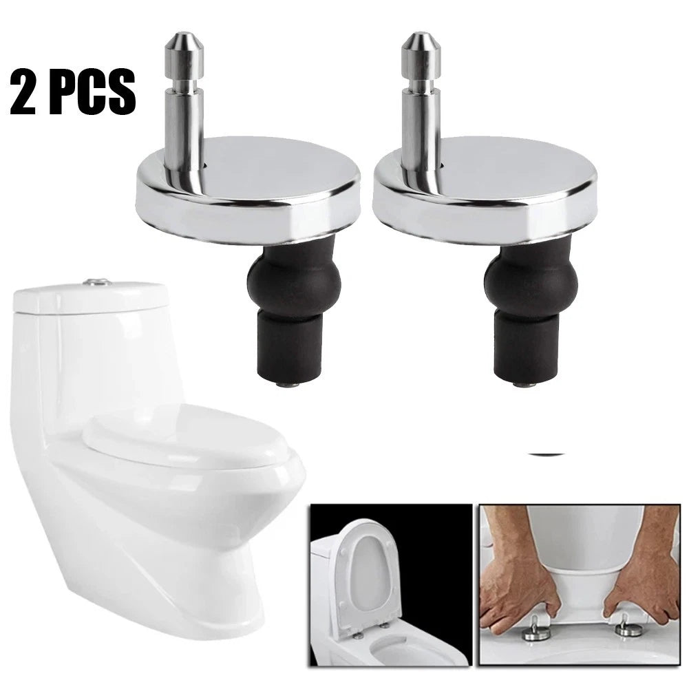2X Heavy Duty Toilet Seat Hinges Black & Silver Quick Release