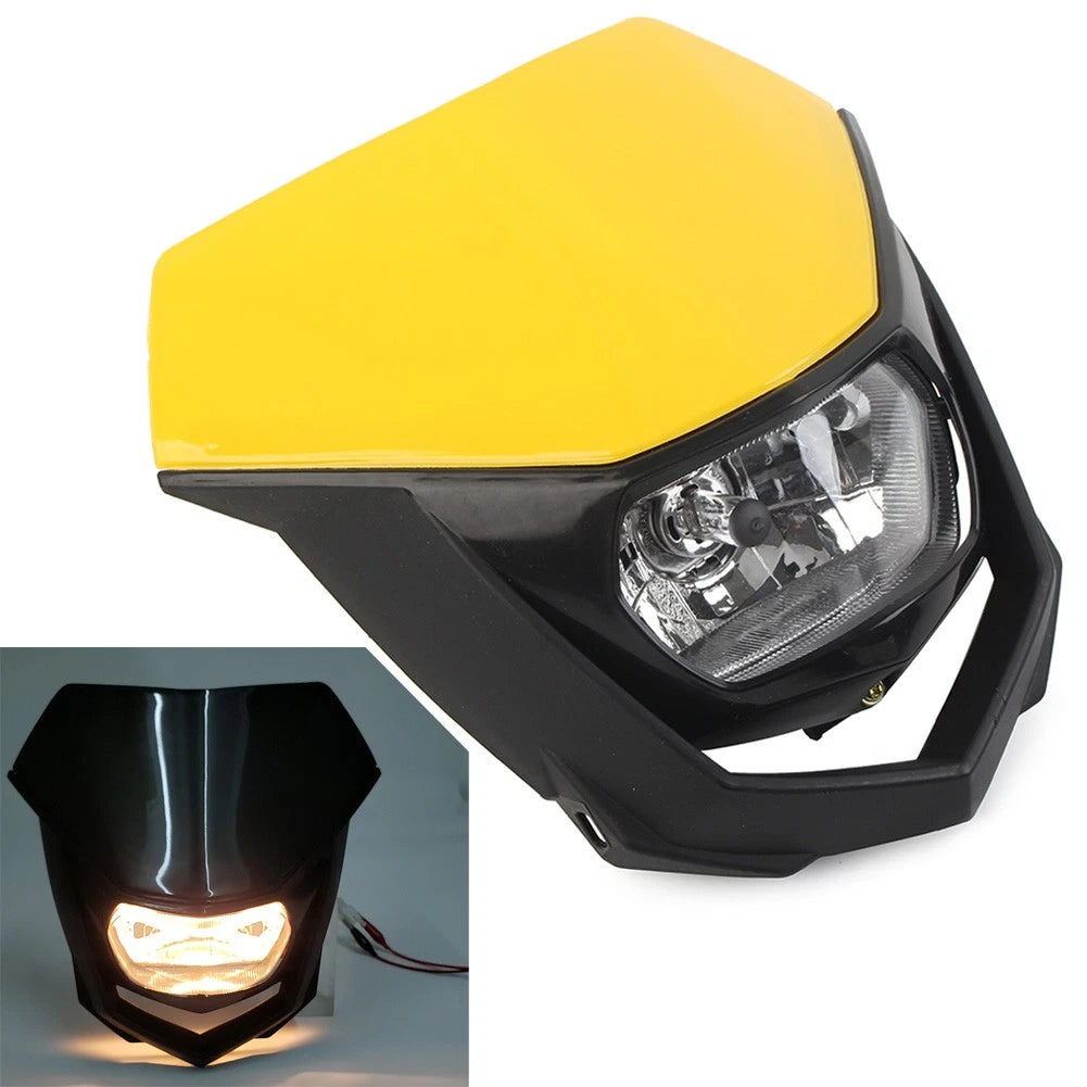 Front Headlight for Supermoto Dirt Bike (Universal Fit, Yellow)