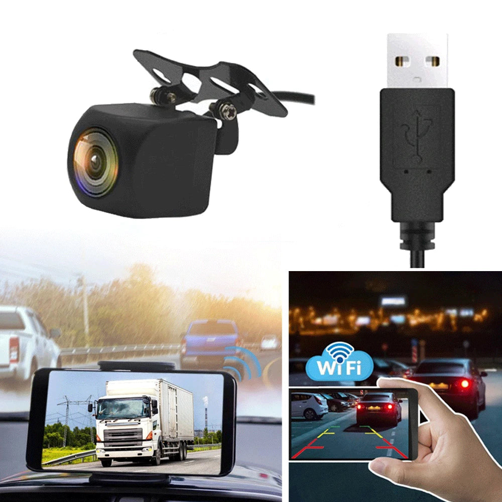 720P 170° WiFi Car Rear View Cam Backup Reverse Camera USB For IOS Android Phone
