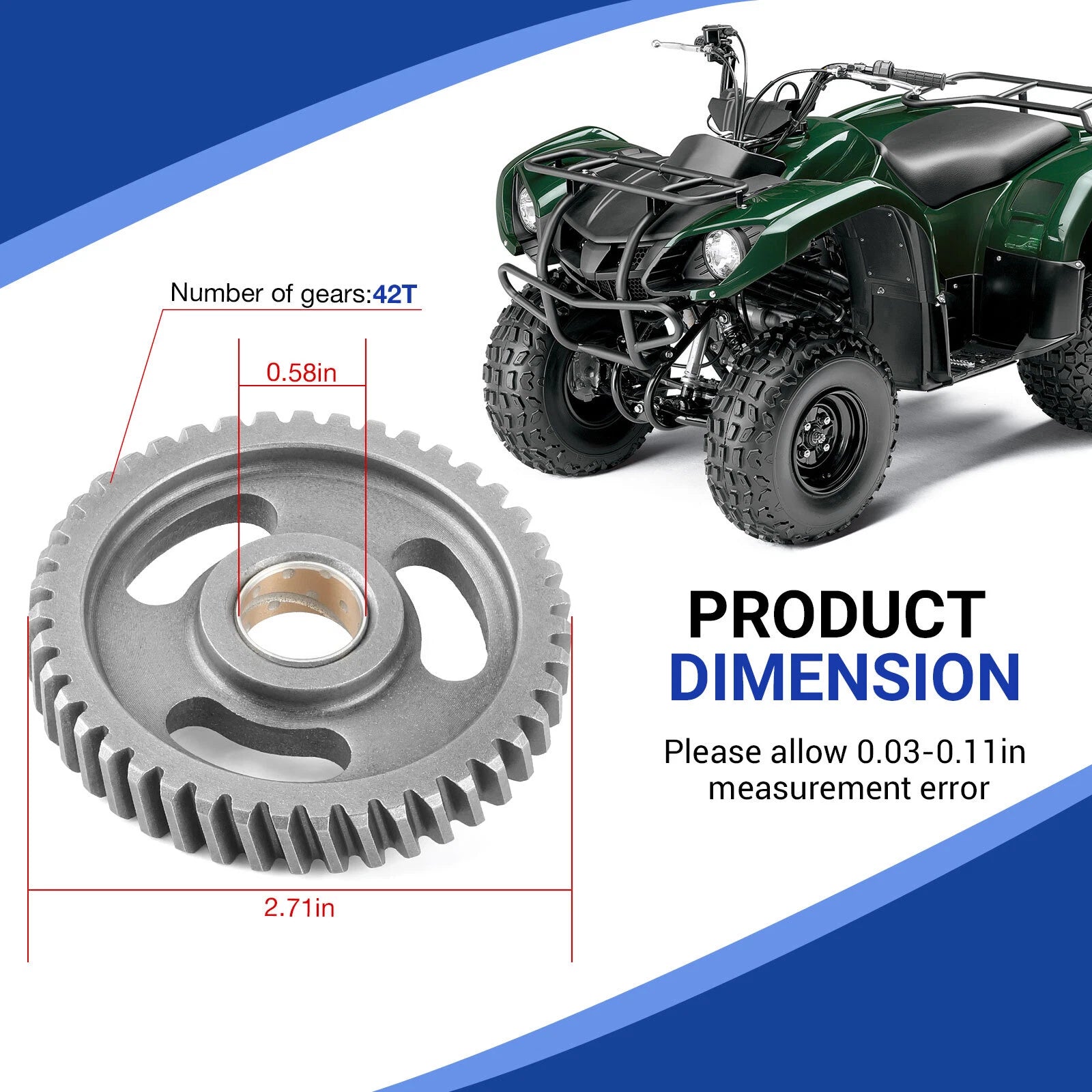 Main Transmission Primary Driven Gear for Yamaha Grizzly 125 YFM125 (2004–2013)