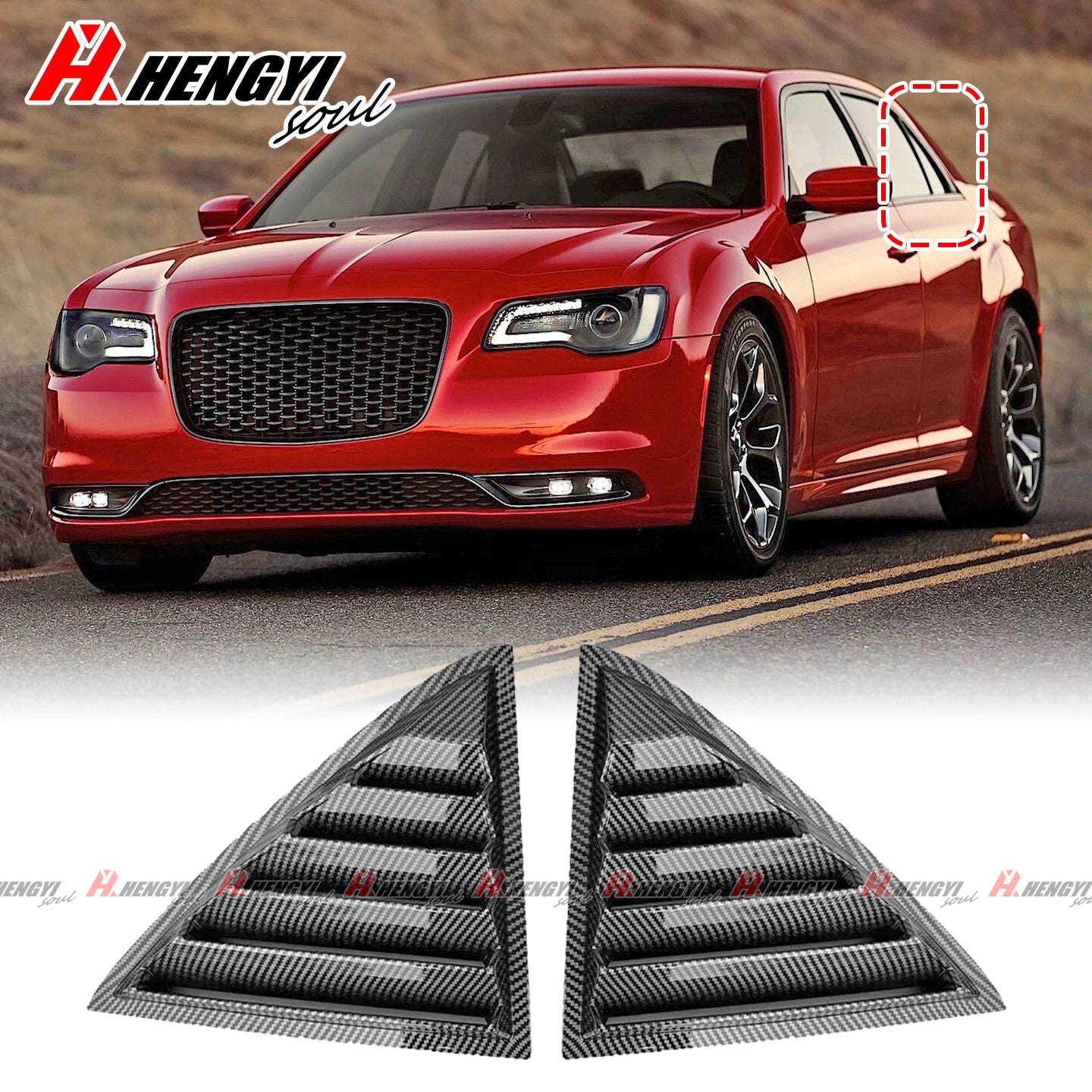2X Carbon Look Side Window Louvers for Chrysler 300 (2011–2023)