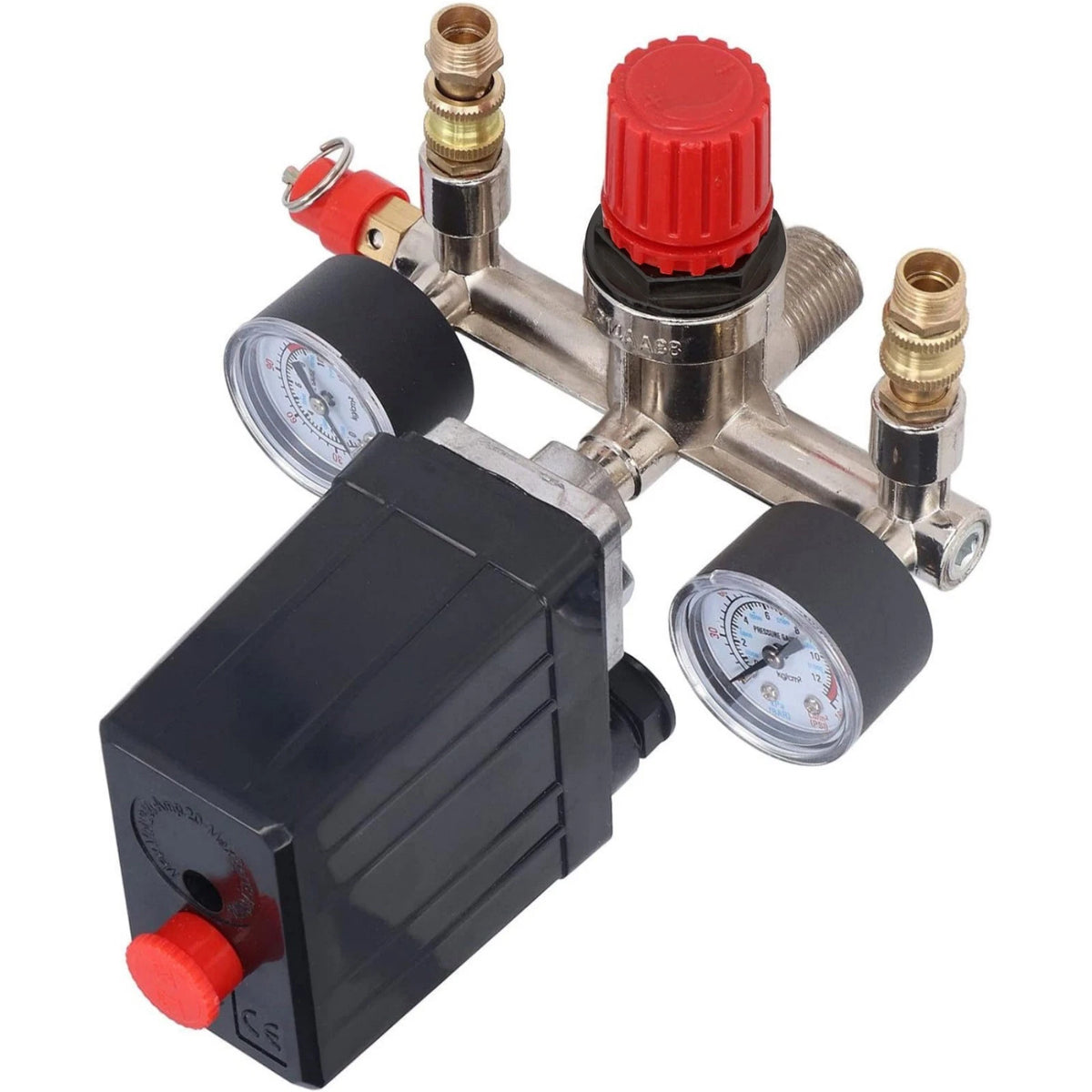 Adjustable Air Compressor Pressure Control Switch with Valve Gauges for
