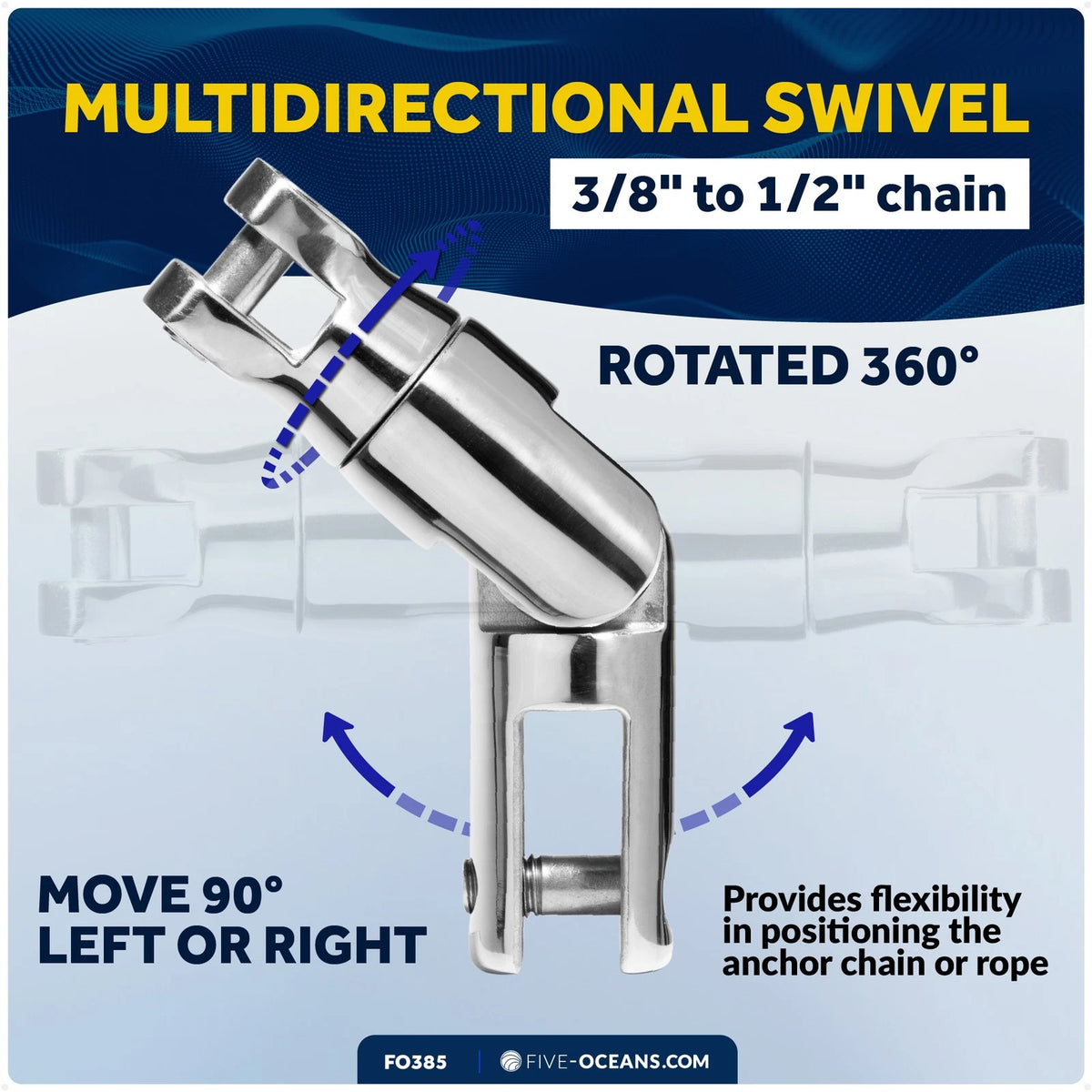 Boat Anchor Chain Swivel Connector for 3/8" to 1/2" Chain
