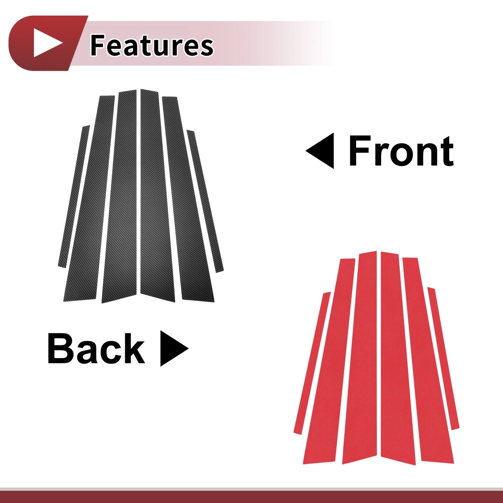 6 Pcs Car Door Pillar Window Trim Replacement for Honda Civic (2001–2005)