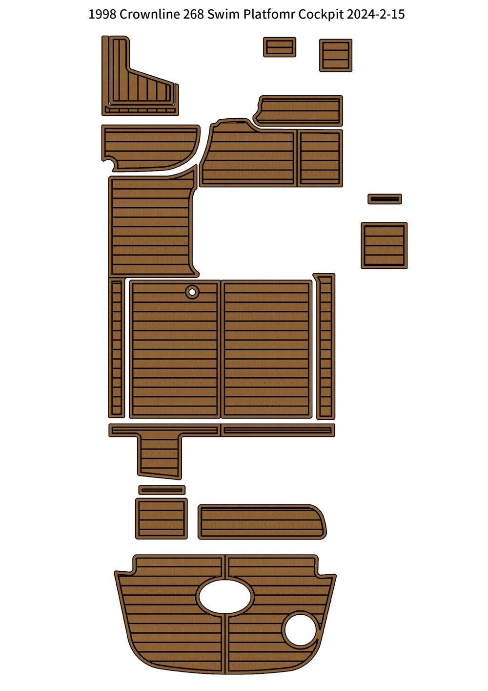 EVA Foam Teak Flooring Pads for Crownline 268 (1998)