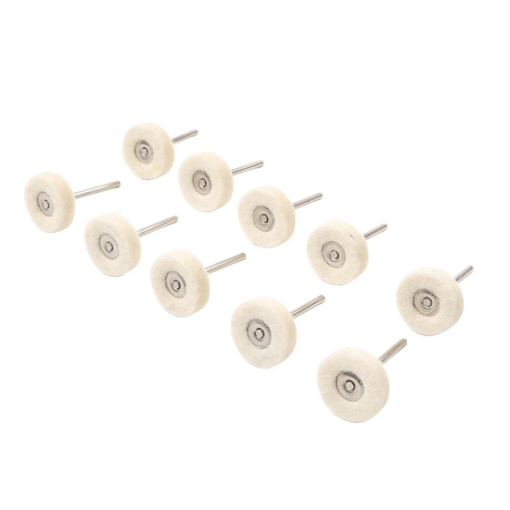 10pcs Wool Felt Polishing Buffing Wheel Discs for Rotary Tool (3mm Shank)