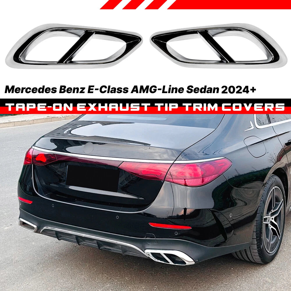 Chrome Rear Exhaust Muffler Pipe Tip Tailpipe Cover for Benz E-Class W214