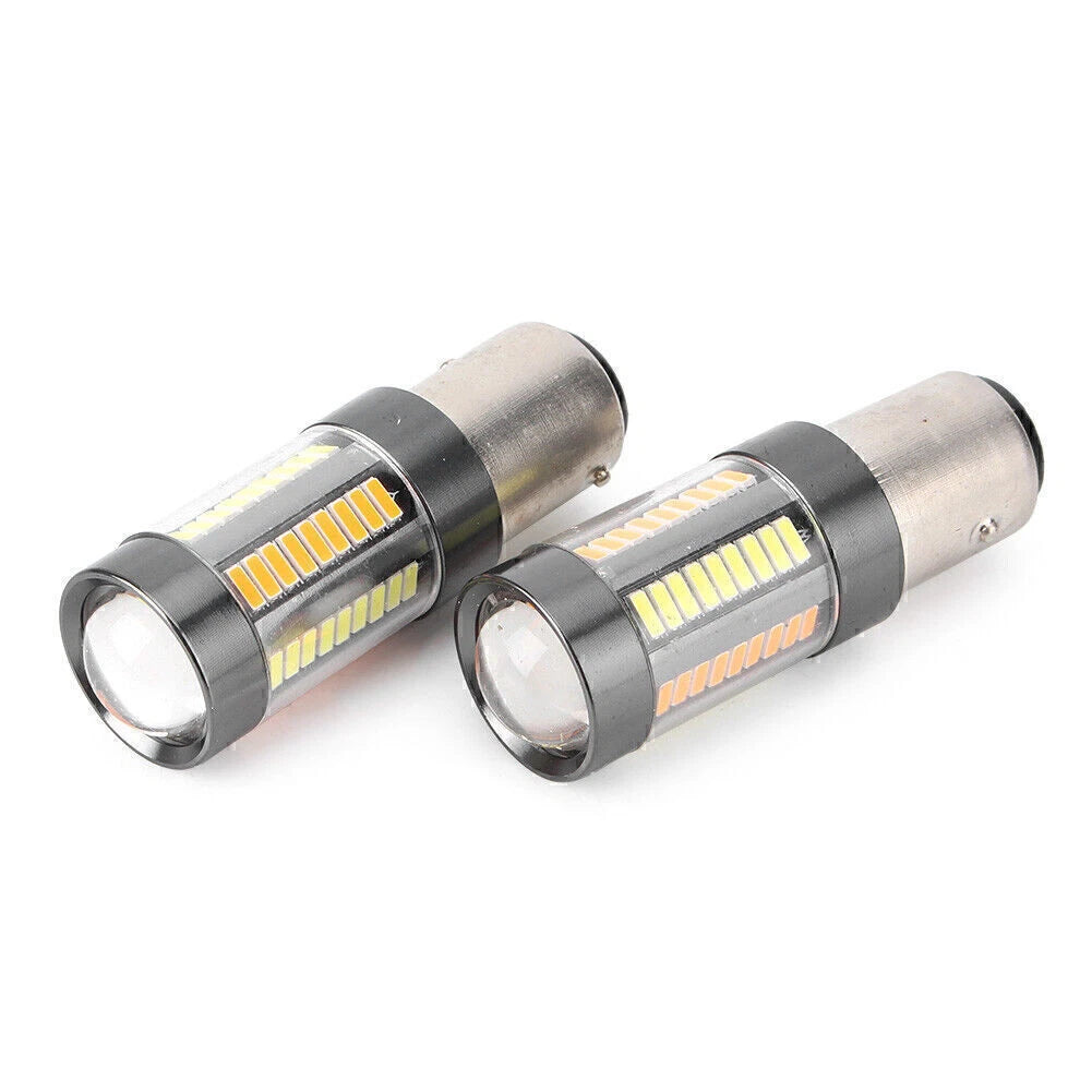 Set of 2 990LM Amber White Switchback 1157 BAY15D Turn Signal Bulbs