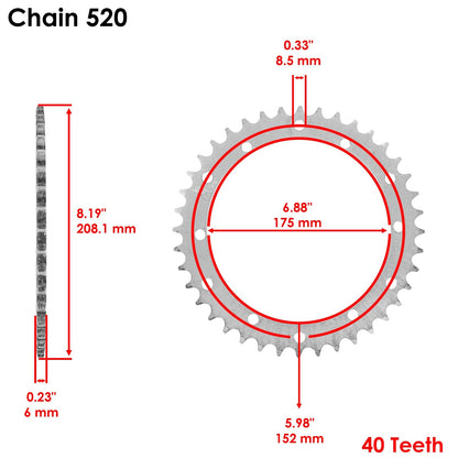 O-Ring Drive Chain and Sprockets Kit for Yamaha Warrior 350 YFM350X (1989–2004)