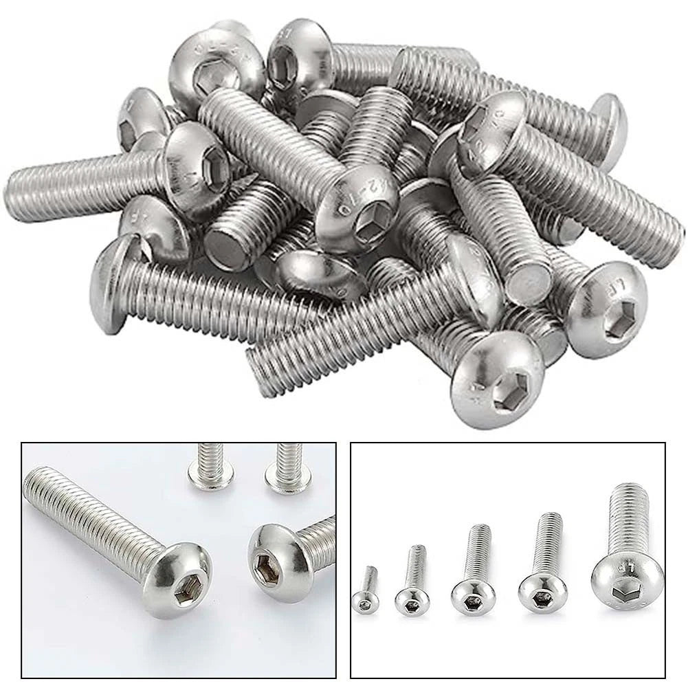 20X M6 Hex Socket Button Head Bolts for Automotive Applications (304 Stainless Steel)