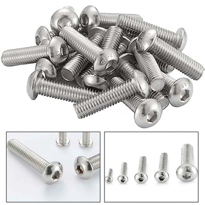 20X M6 Hex Socket Button Head Bolts for Automotive Applications (304 Stainless Steel)
