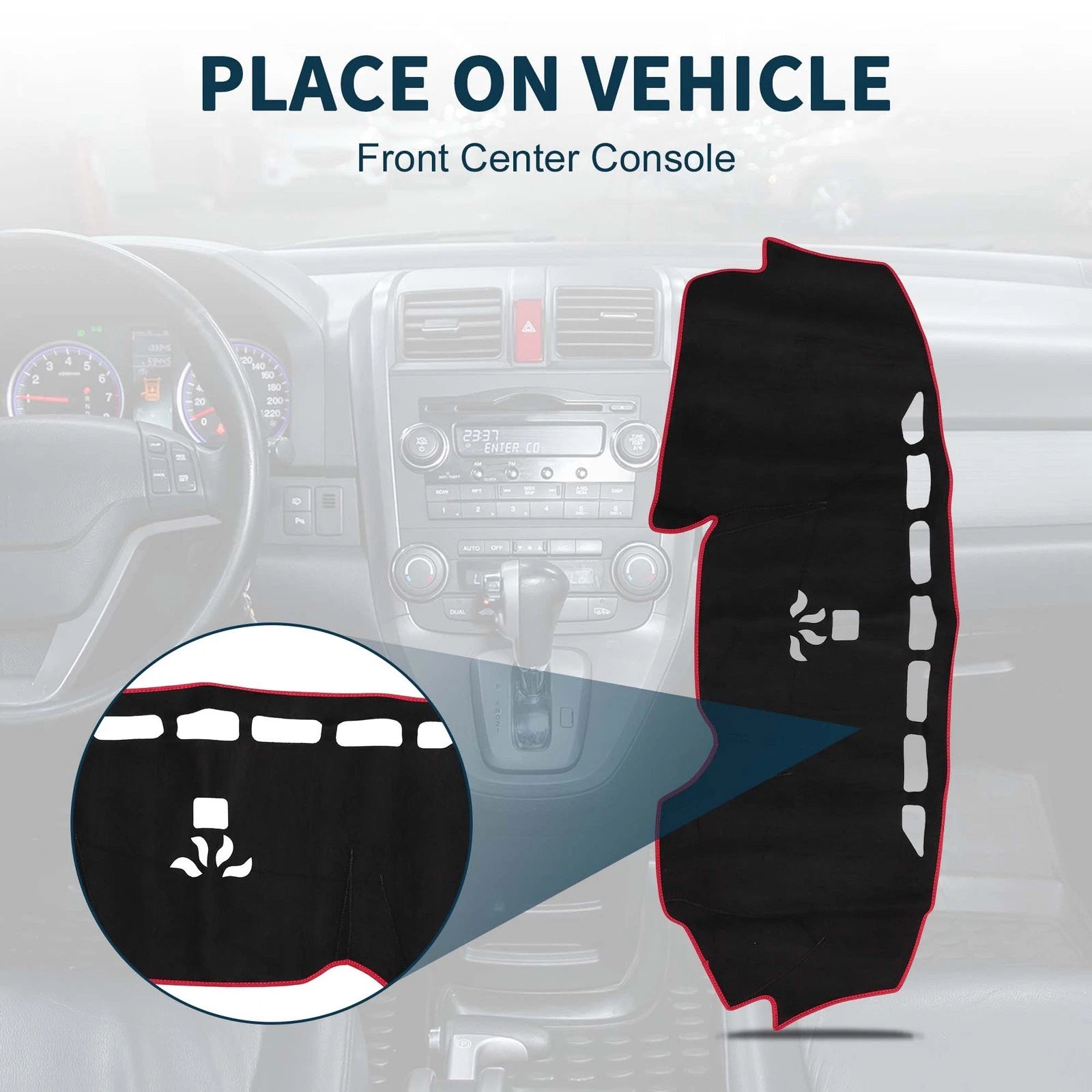 Dashboard Dash Cover Mat for Honda CR-V (2017–2022) Sun Protector Black Red