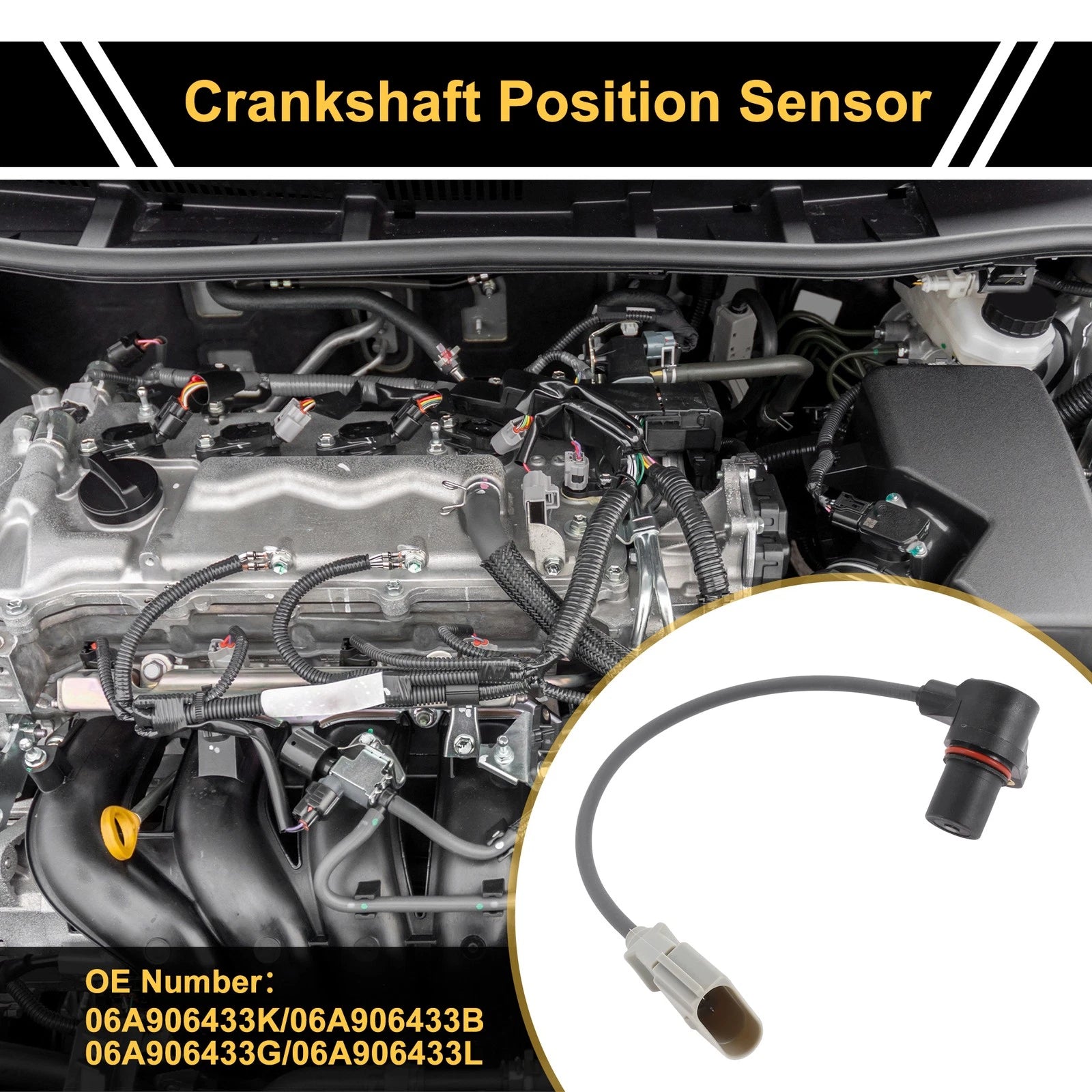 1 Pc Crankshaft Position Sensor No.06A906433K for Audi A4 2005–2008