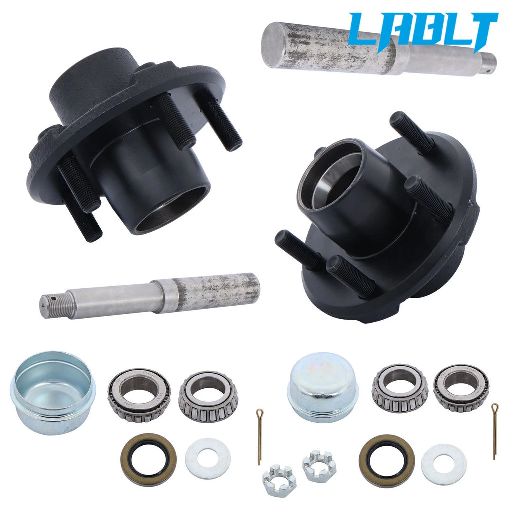 2Pcs Trailer Axle Kits for 2000lbs Trailers (5 on 4.5" Bolt Circle, 1" Spindle)