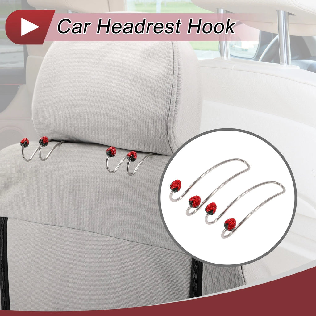 2 Pcs Universal Car Seat Headrest Hook for Purses and Bags (Red)
