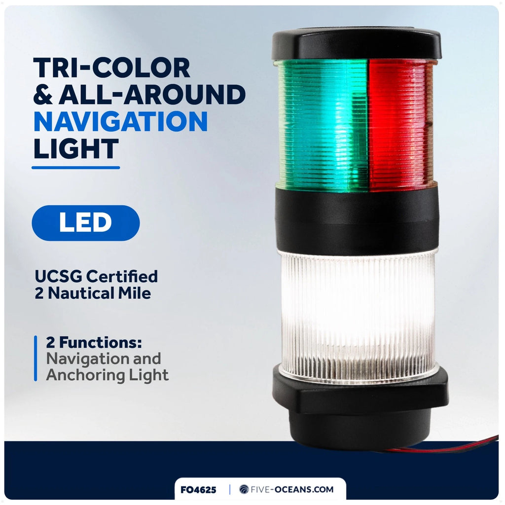 LED Tri-Color Anchor Navigation Light for Boats (12V)