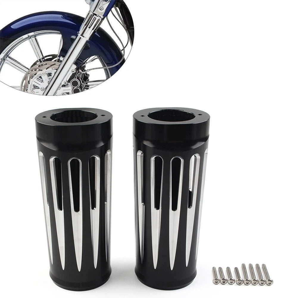 2" CNC Fork Boots Cover for Harley Touring (1984–2013) Pair Black