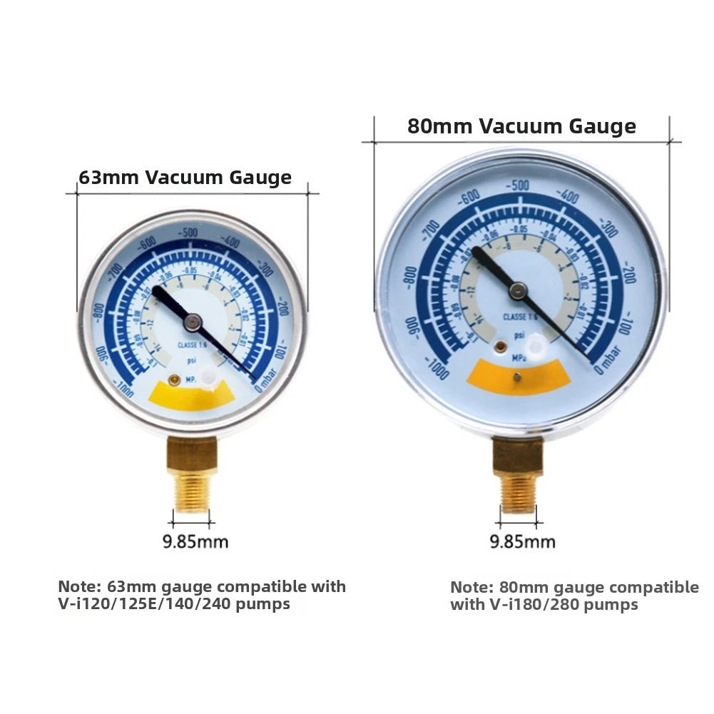 Vacuum Gauge with G1/8 Fitting for Universal Applications (63mm/80mm)