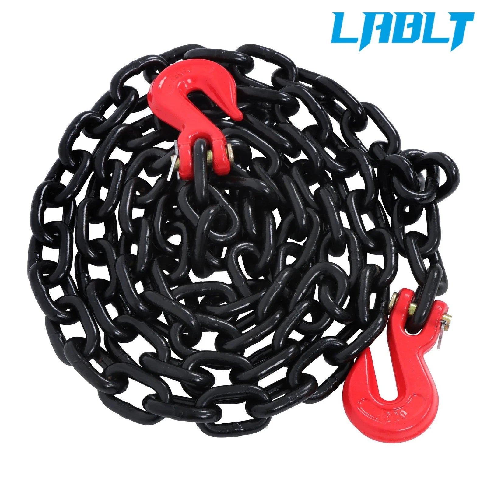 3/8" × 10 Ft G80 Tie Down Tow Chain with Hooks for Universal Use (7100 lbs)