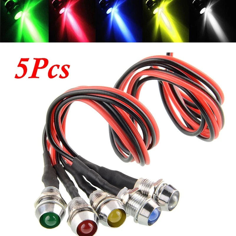 Set of 5 LED Indicator Light Bulbs for Car Boat Dash Panel