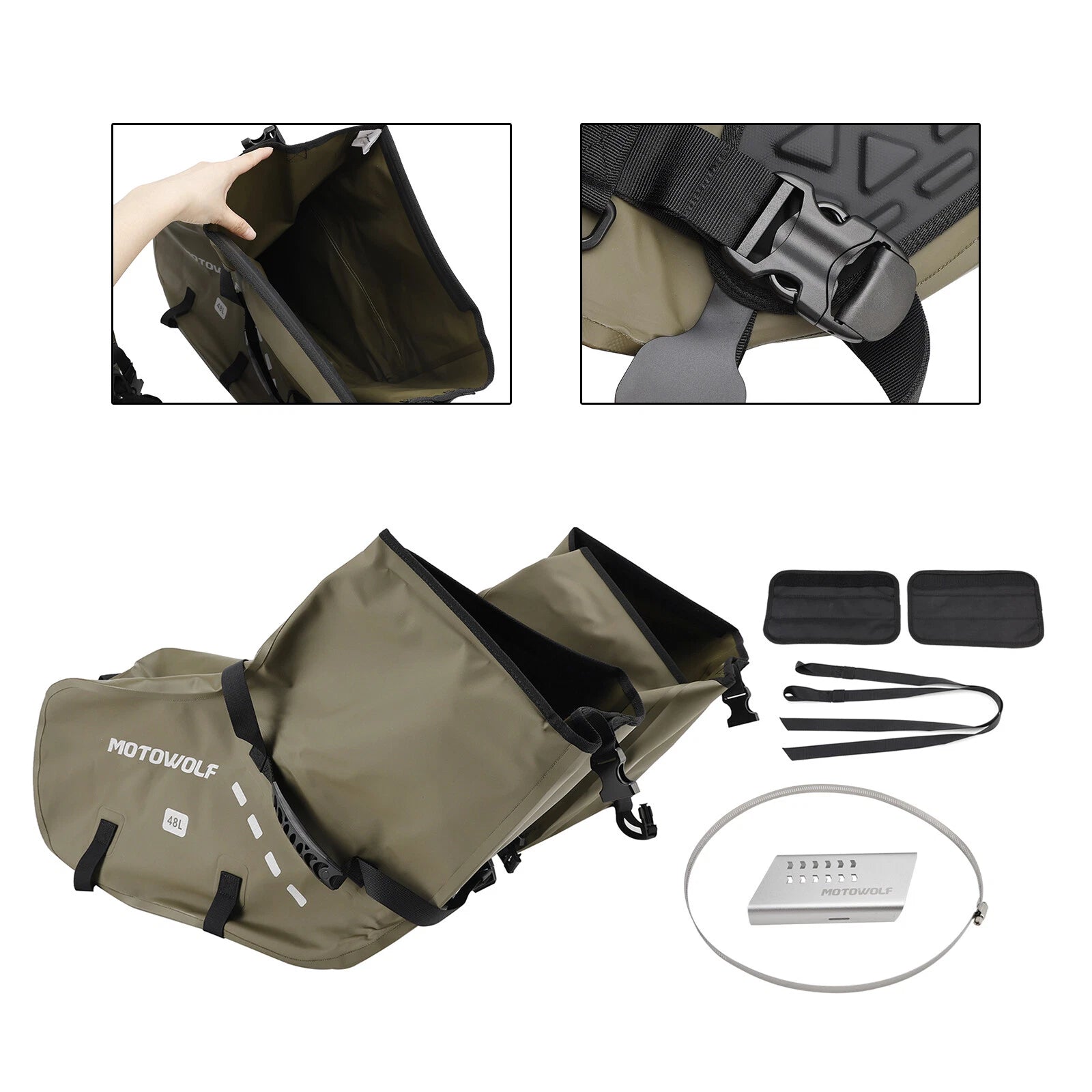 Universal Saddlebag Side Storage Tail Bag for Motorcycle (86L, Green)