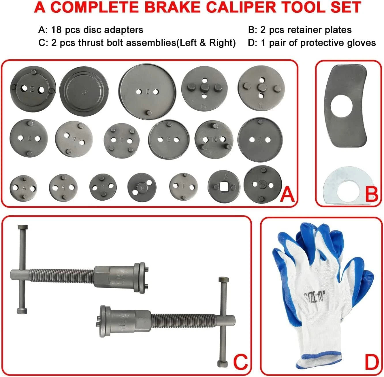 24pcs Brake Caliper Compressor Tool Kit for Universal Vehicles