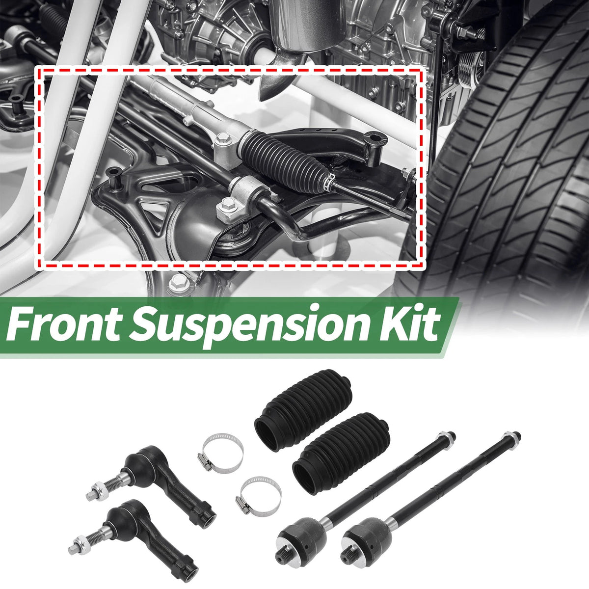 6X Front Suspension Kit Inner Outer Tie Rod Ends with Boots for Ford F-150 (2015–2023)