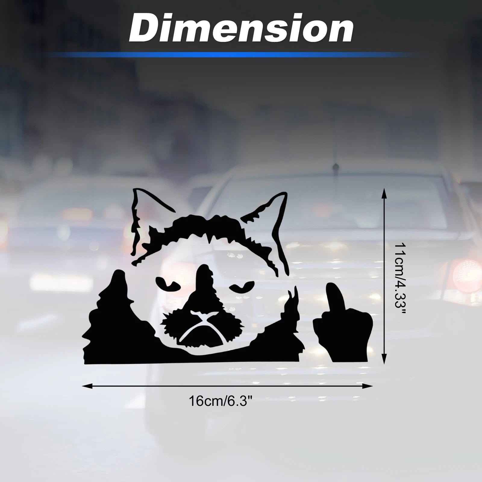 Reflective Bumper Decal for - Black Unhappy Cat