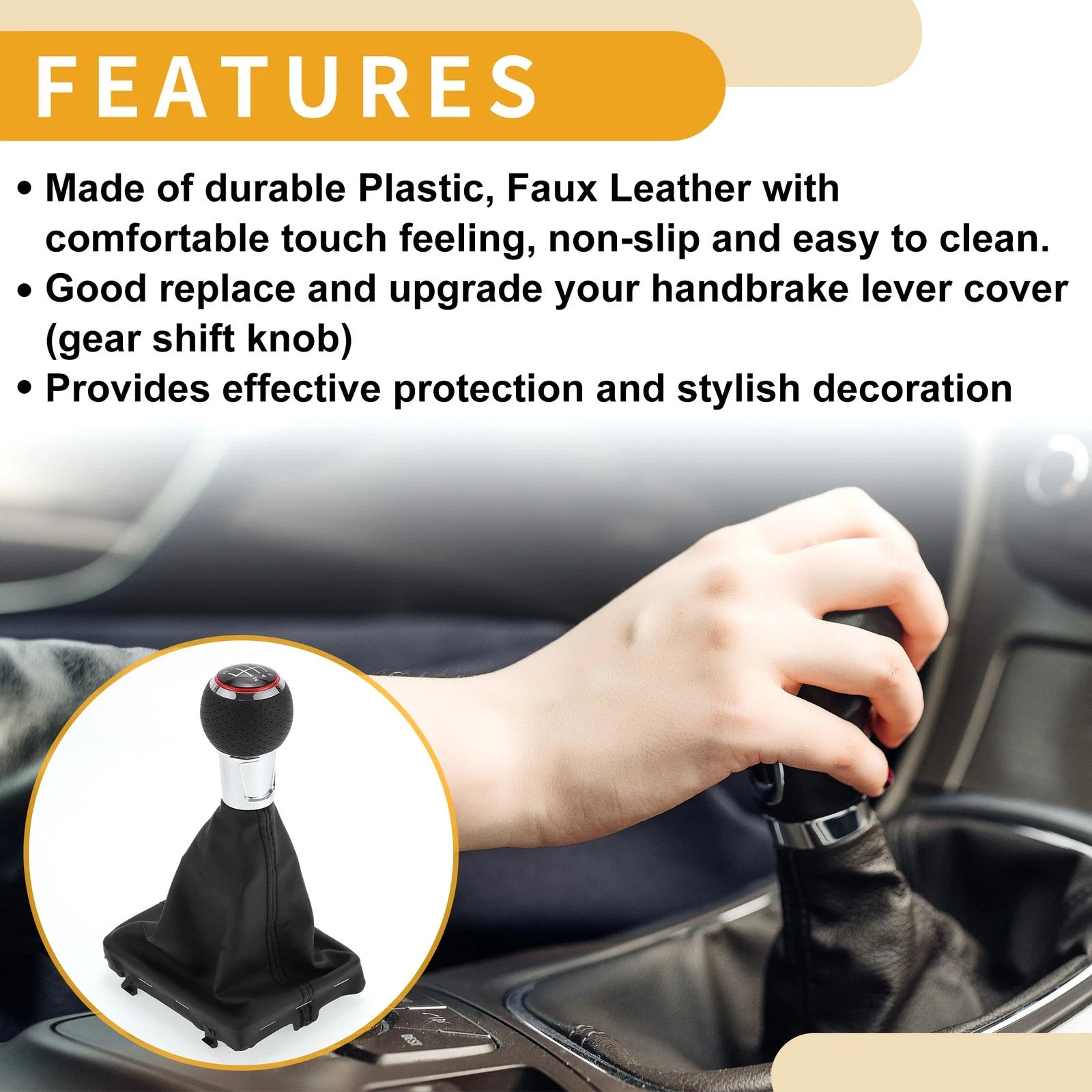 6 Speed Gear Shifter Knob with Cover Replacement for Audi A3 (2010–2013)
