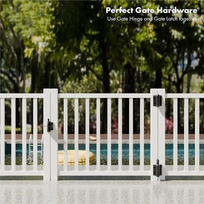 2X Outdoor Pool Gate Hinges for Universal Use (Black)