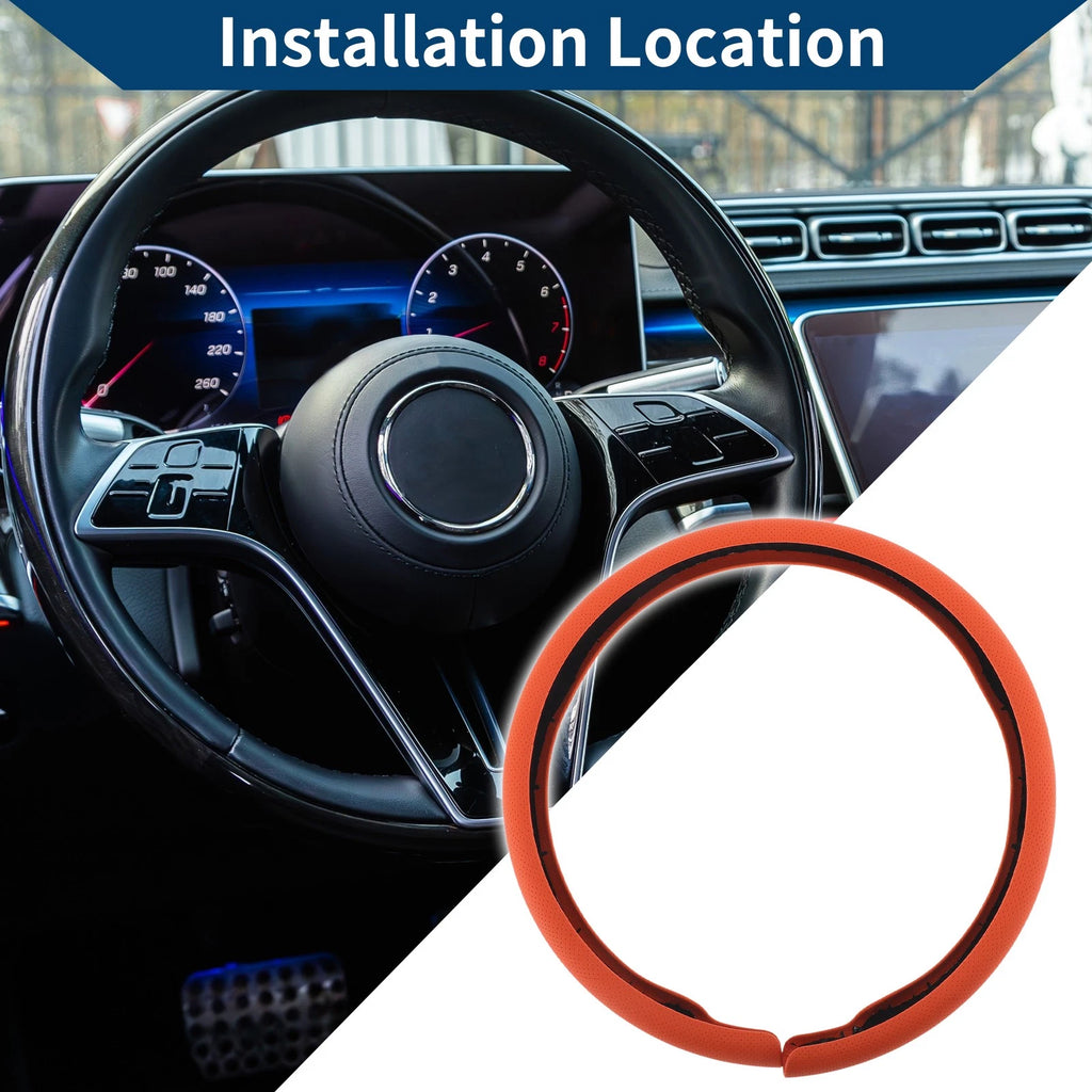 PU Artificial Leather Steering Wheel Cover for Universal Vehicles (14.96")