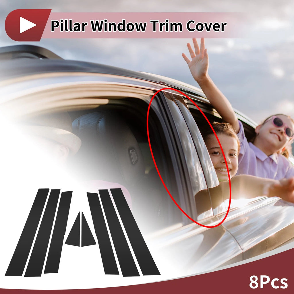 Door Pillar Window Trim Set Black 8 Pcs for Subaru Forester (2009–2012)