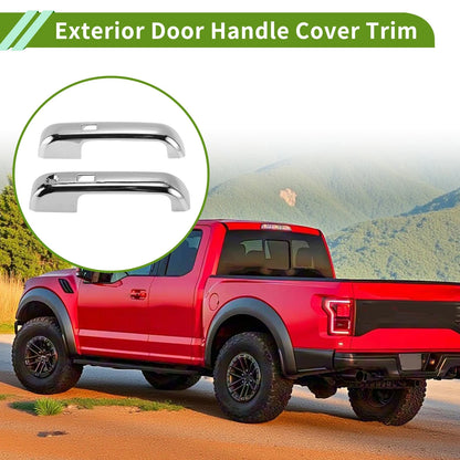 Exterior Door Handle Cover Trim for Ford F150 2DR (2015–2023) - Silver Tone