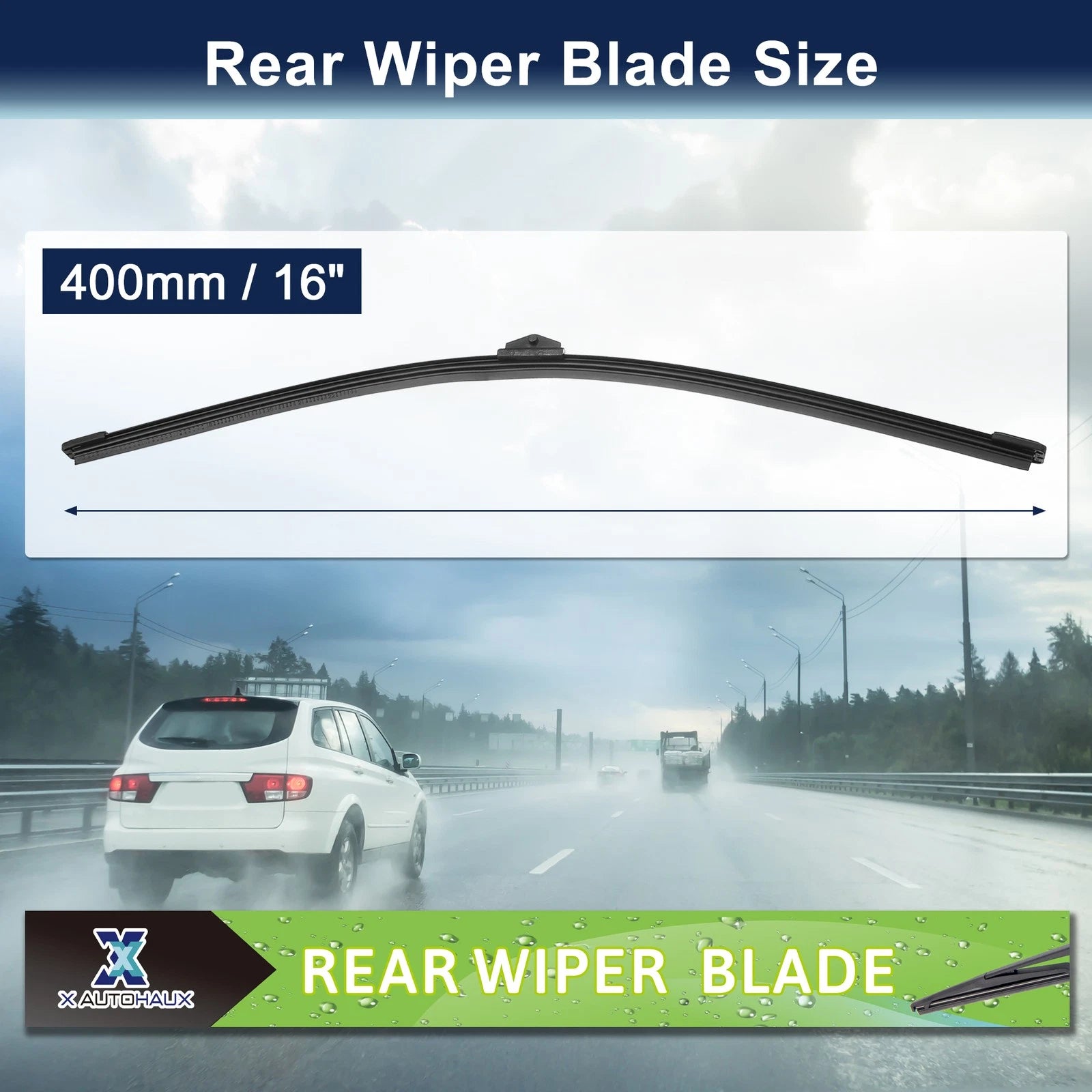 Rear Windshield Wiper Blade 16 Inch Replacement for Audi RS4 Avant (2012–2016)