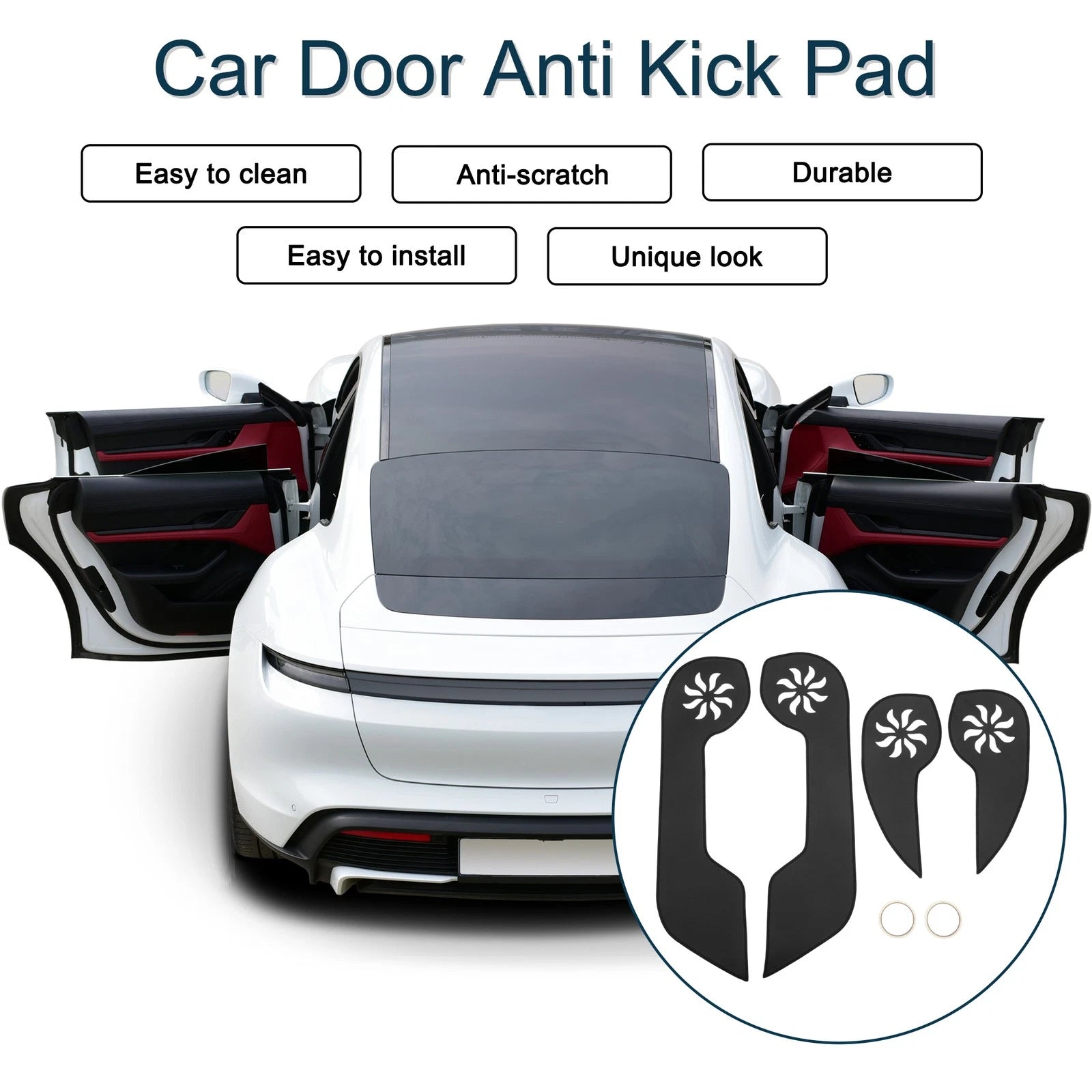 Door Anti Kick Pad Sticker Protector for Honda CRV (2007–2011) Black 1 Set