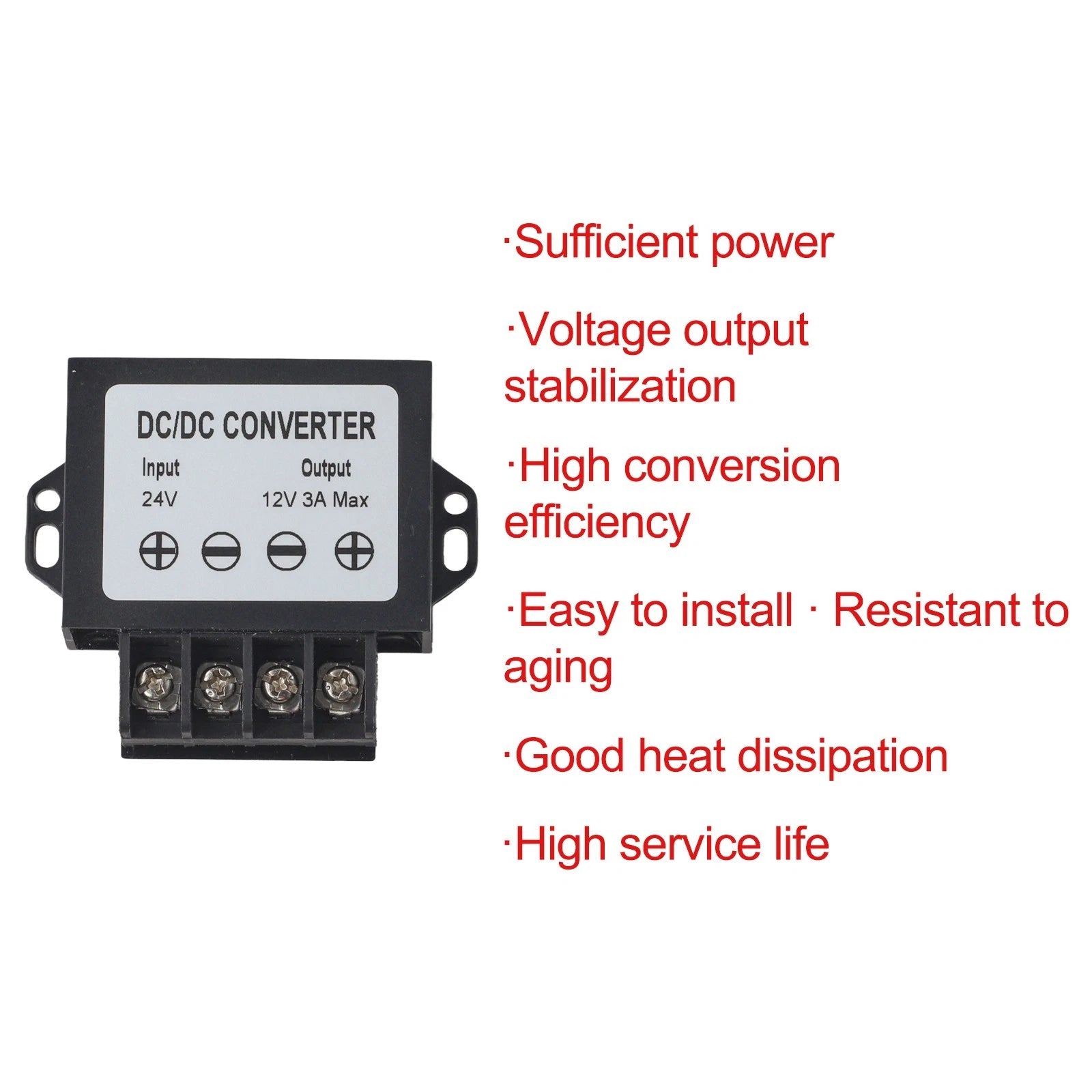 24V to 12V Power Adapter with High-Temperature Shutdown (36W Output)