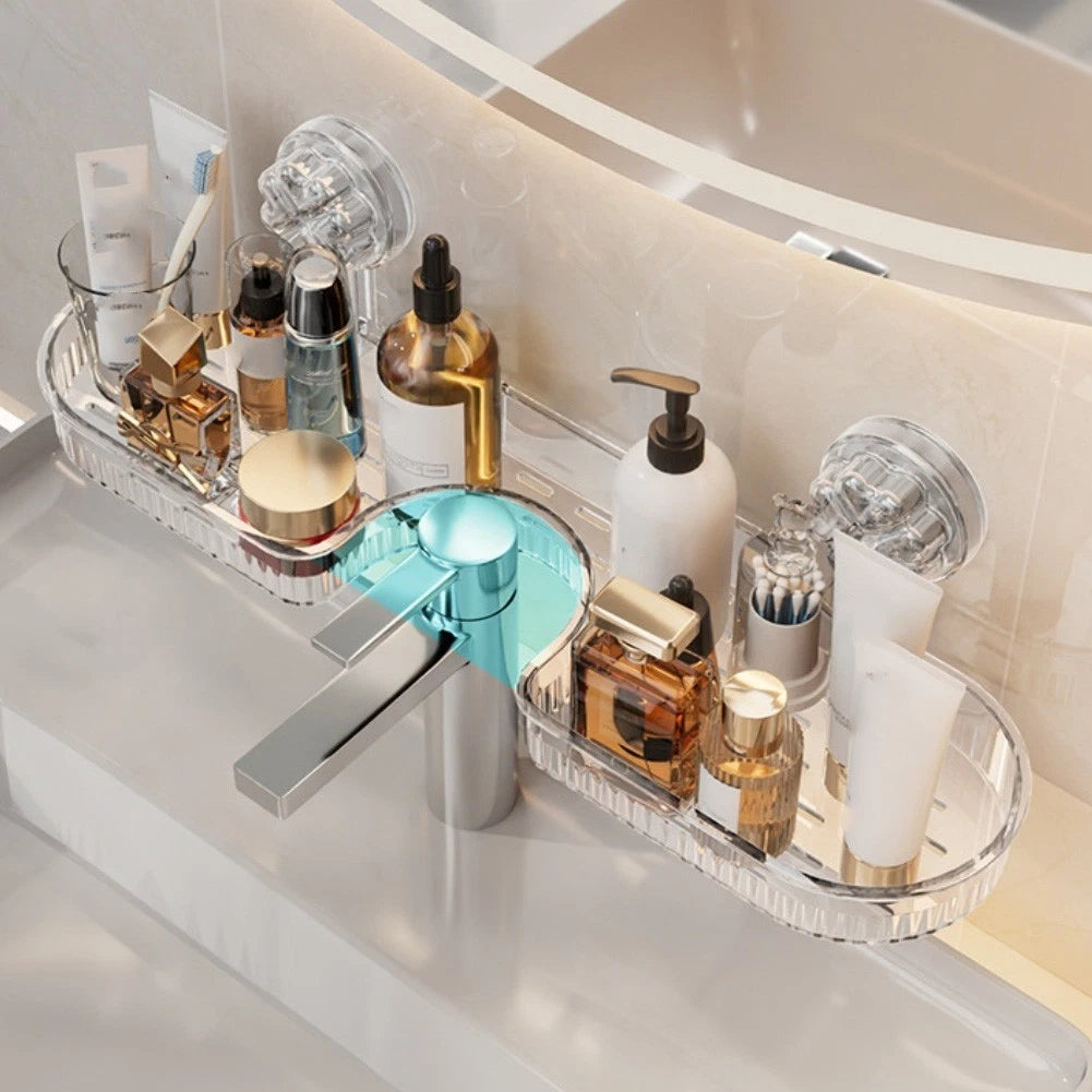 Space Saving Removable Faucet Storage Rack with Suction Cup for Sink