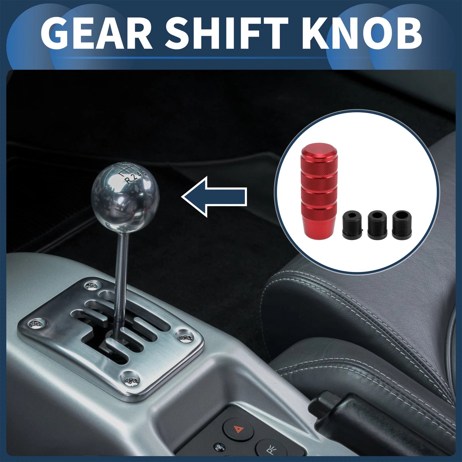 Shift Knob with 3 Adapters for Universal Fit (Automatic/Manual)