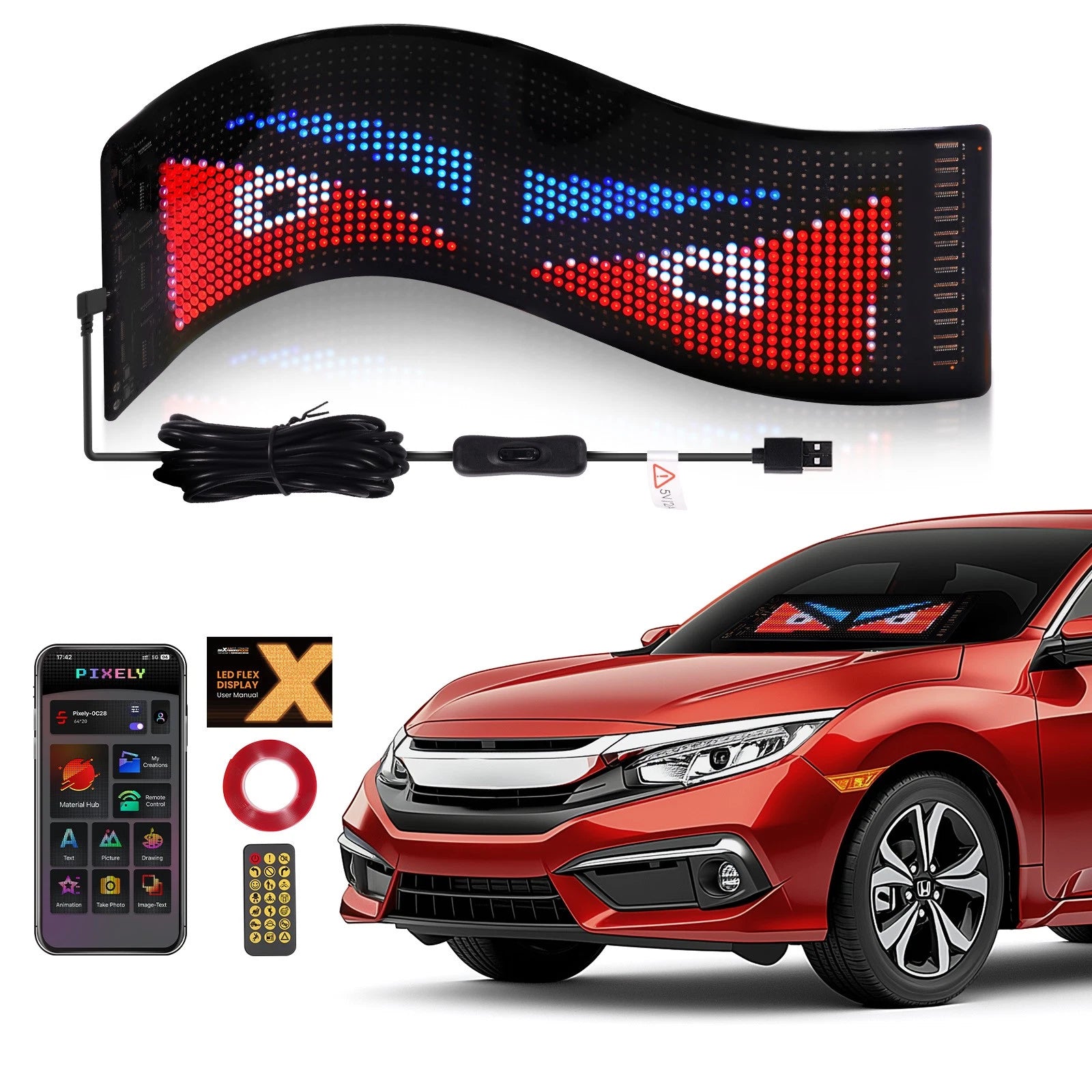 1X LED Colorful Devil Eye Lamp for Car Windows (14")