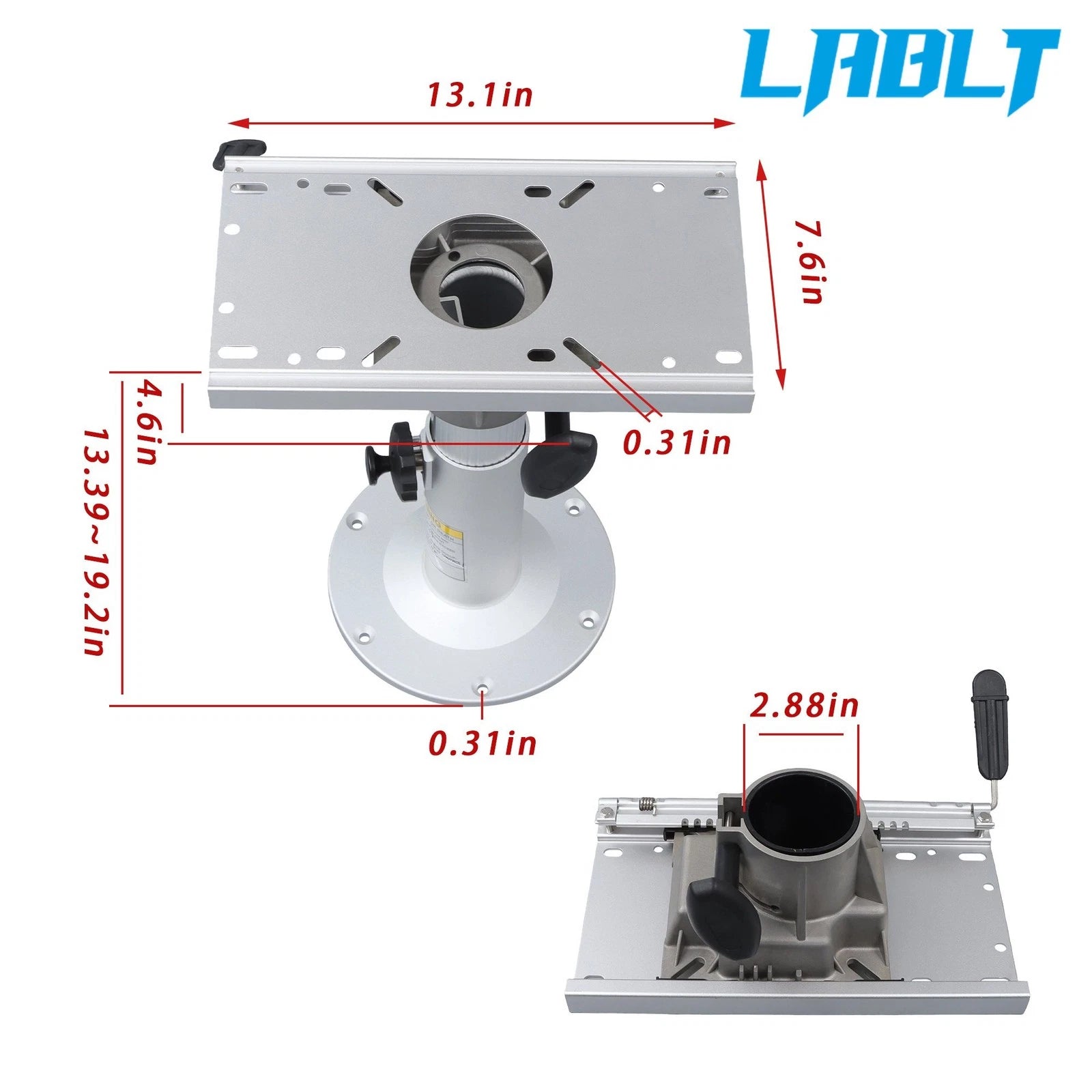 Boat Seat Pedestal for LABLT (13"-19" Adjustable Height)