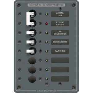 Blue Sea 8027 AC Main Breaker Panel for Marine Applications (White Switches)