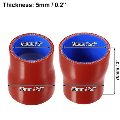 Silicone Hose Coupler for Car (50-60mm 2"-2.4" ID) Intercooler Tube Red