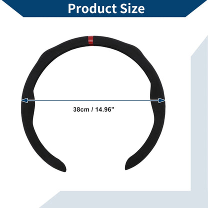 Steering Wheel Cover for Universal Cars (14.96", Black Red)