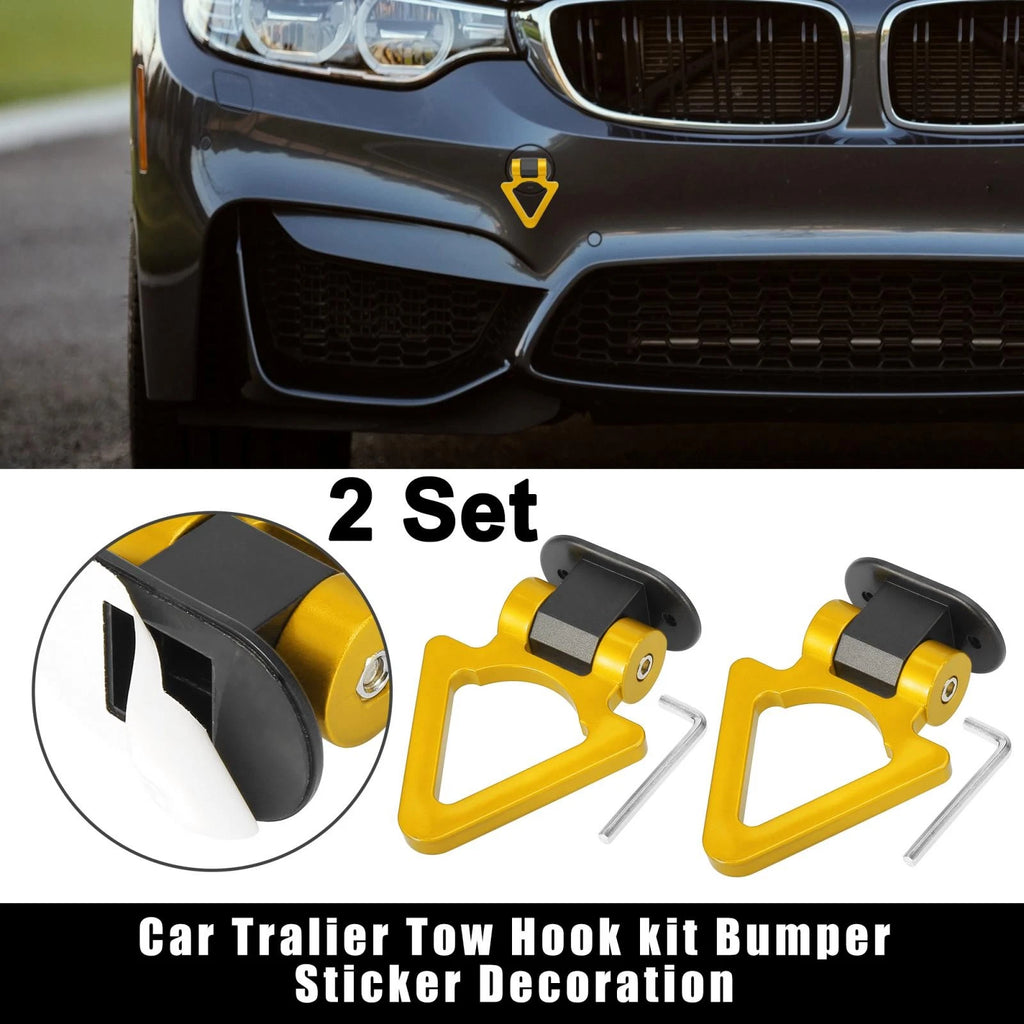 Tow Hook Decor Set Gold Triangle for Universal Car Bumper Trailer Trailer