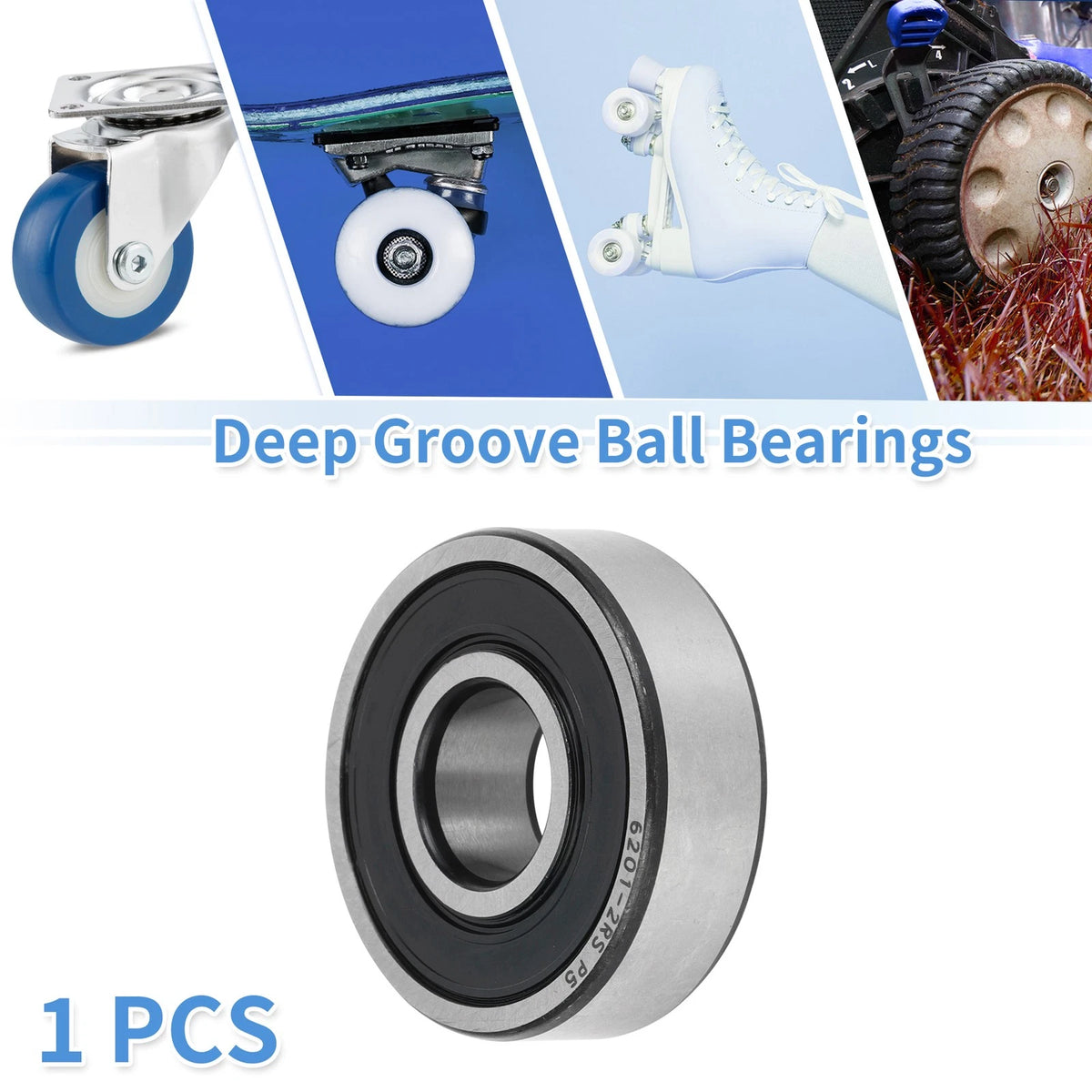 Deep Groove Ball Bearing 6201-RS for Scooter Skateboard (12x32x10mm)