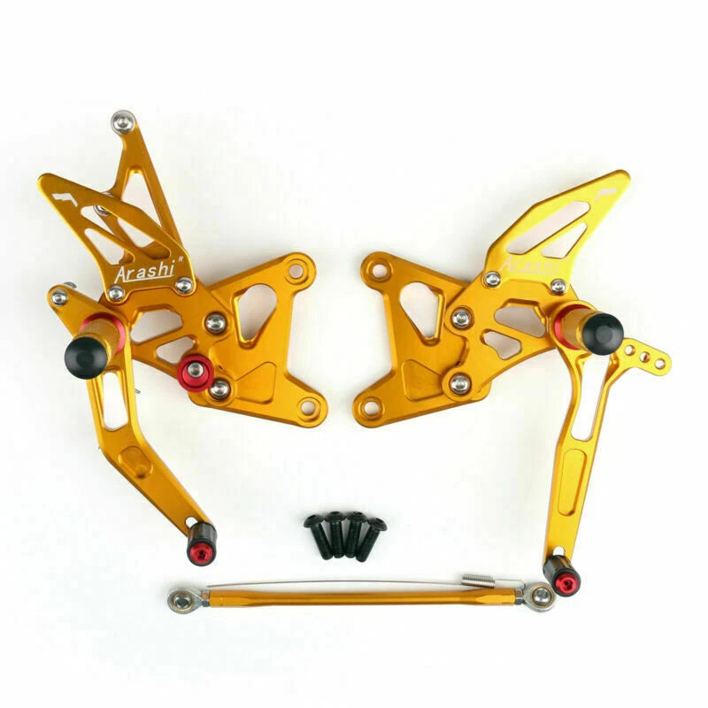 Rearsets Footpegs Pedals for Kawasaki ZX636C ZX-6R Ninja (2005–2006) Gold T9