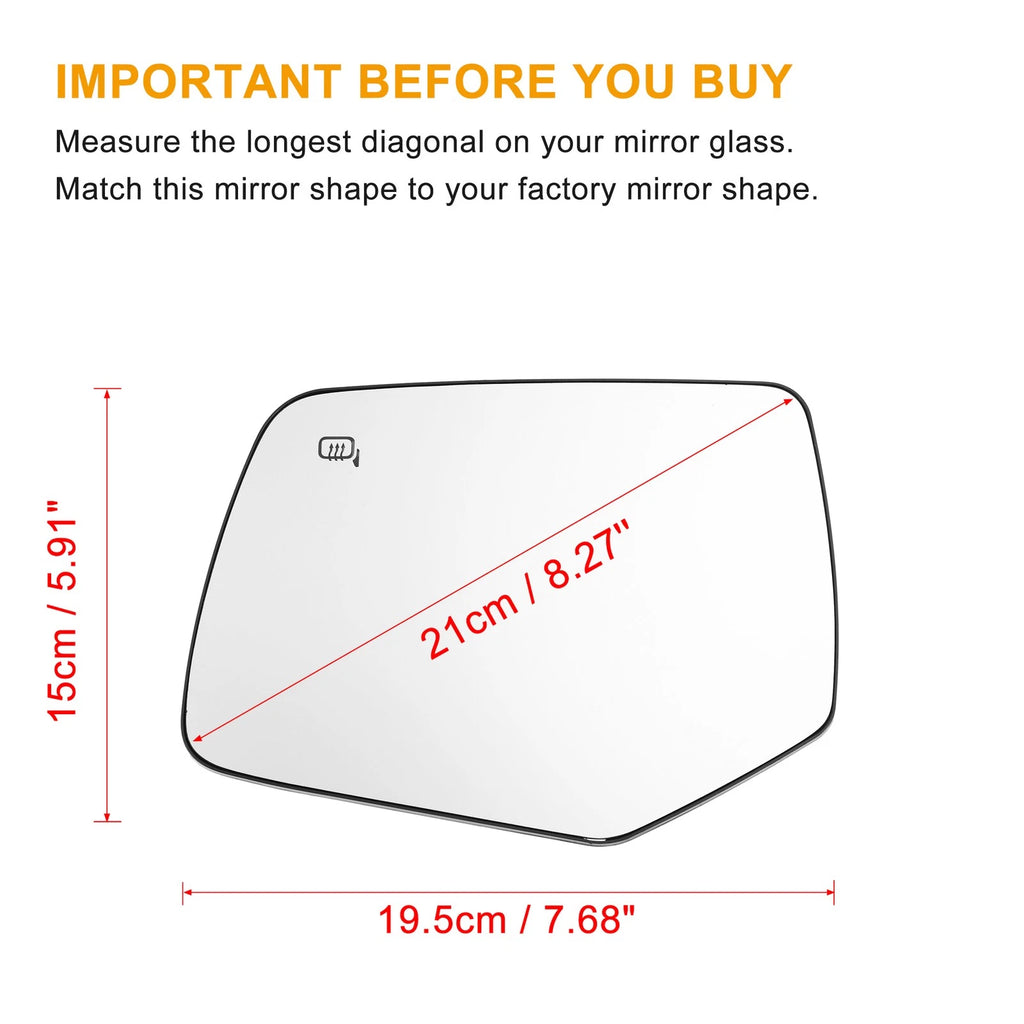 Heated Left Rearview Mirror Glass for Ford Escape (2008–2019)